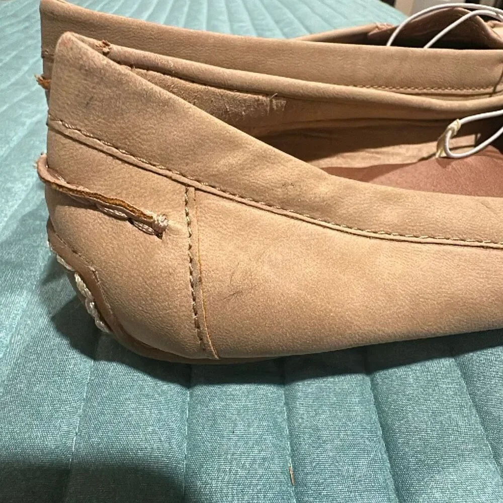 Lucky tan moc driving moccasin sz 9 slip on flats